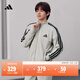 adidas經(jīng)典休閑三條紋長(cháng)袖套裝男女秋季阿迪達斯官方輕運動(dòng) 珍珠煙灰(推薦選大一碼)   M