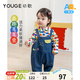 幼歌（YOUGE）嬰幼兒毛毛蟲(chóng)背帶褲套裝寶寶春季新款活力撞色襯衫 彩色毛毛蟲(chóng)襯衫 100 cm