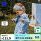迷你巴拉巴拉女童兒童柔軟寬松A擺娃娃領(lǐng)燈芯絨連衣裙春新品 花藍色調00308 100