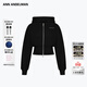 ANN ANDELMAN【迪麗熱巴同款】長(cháng)袖修身外套短雙開(kāi)拉鏈高腰連帽衛衣 黑色 S