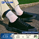 FILA FUSION斐樂(lè )潮牌帆布鞋男鞋拼接時(shí)尚黑色板鞋男情侶時(shí)尚帆布鞋 黑/斑皮棕-BB 42.5
