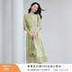 香影通勤黃色連衣裙女2026春新款簡(jiǎn)單大方氣質(zhì)泡泡袖印花中長(cháng)裙 綠花 M 160/84A/95-110斤