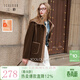 三彩2025冬季新款環(huán)保皮草連帽拼接毛毛外套寬松保暖M 咖啡色 M 160/84A