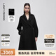 朗姿綿羊毛翻領(lǐng)收腰顯瘦毛呢大衣赫本風(fēng)雙面呢外套冬季新款 黑色 S