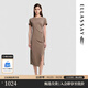 歌力思（ELLASSAY）【棉感T恤裙】2026夏季新款修身百搭舒適側開(kāi)叉短袖連衣裙女Y066 卡其綠 XS