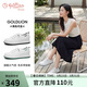 金利來(lái)（Goldlion）女鞋甜系簡(jiǎn)約小白鞋平底舒適免系帶休閑板鞋女G668230116白黑38