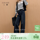三彩【宋軼同款】2025冬季新款收腰磨毛喇叭褲休閑牛仔褲長(cháng)褲顯瘦M 經(jīng)典黑 XL 170/76A