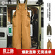 馬登工裝美式復古BF背帶褲男寬松直筒高腰男士休閑褲春冬連體長(cháng)褲子 卡其黃 M