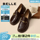 百麗（Belle）元寶樂(lè )福鞋女棕色英倫風(fēng)粗跟小皮鞋舒適通勤單鞋D2S1DCA5預售 咖啡色 37 (235mm)
