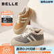 百麗（Belle）撞色厚底板鞋女冬季新款商場(chǎng)同款高幫大頭休閑鞋E6X1DDM5 灰色-毛里 37 (235mm)