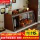 青櫨實(shí)木杯架桌面杯子收納置物架桌上餐邊柜儲物柜餐桌防塵茶具收納柜 【頂部圍欄+實(shí)木把手+茶色玻璃】68cm-胡桃木色