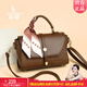 袋鼠卡拉正品品牌斜挎小包女包2026春季新款單肩包小型中年女士媽媽包輕便 咖棕色
