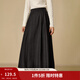 茵曼2025秋冬女裝新款復古壓褶針織半身裙顯瘦高腰中長(cháng)款A字裙 貴族灰 M