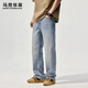馬克華菲（MARK FAIRWHALE）牛仔褲男夏季復古休閑褲寬松直筒男褲新款潮流純棉褲子 懷舊蘭 32