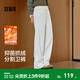 森馬（Semir）休閑褲女冬發(fā)熱抑菌抓絨抽繩衛褲分割寬松2025新款百搭闊腿褲 奶白10536 M