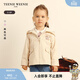 Teenie Weenie  Kids小熊童裝秋季女寶寶連帽刺繡印花短款風(fēng)衣外套 米色 100 cm