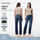 Calvin KleinJeans【免費改褲】四季款女士潮流復古ck微彈洗水寬松微喇牛仔褲 UN2-牛仔藍 25