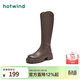 熱風(fēng)（Hotwind）女靴小v口顯瘦長(cháng)靴冬季新款通勤百搭復古增高靴子時(shí)尚休閑西部靴 02棕色（四季單里3802） 37 (235mm)
