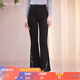 煙花燙修身微喇黑色褲子女春裝2026新款氣質(zhì)百搭繡花休閑褲ZG 芩曲 黑色 L