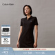 Calvin KleinJeans夏季女士氣質(zhì)休閑通勤ck字母修身顯瘦V字領(lǐng)POLO裙連衣裙 BEH-太空黑 XS