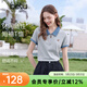 百圖（betu）女裝2026年夏季新款T恤半拉鏈上衣撞色翻領(lǐng)短袖POLO衫女2603D05 灰色 L （灰色預售04/06發(fā)貨）