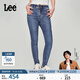Lee【張凌赫代言】商場(chǎng)款美顏牛仔419緊身高腰窄腳中藍色女牛仔褲 中藍色 28