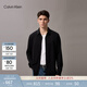 Calvin KleinJeans春秋男士商務(wù)休閑通勤正裝ck修身彈力黑色長(cháng)袖襯衫外套 UB1-太空黑 M