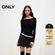 ONLY冬季氣質(zhì)簡(jiǎn)約拼接大領(lǐng)口修身打底針織衫女|124413013 H1Z 黑色 M 165/84A