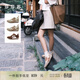 莎莎蘇【明星同款】春夏透氣輕便厚底女鞋內增高復古阿甘鞋運動(dòng)休閑增高 深棕色/淺杏色 37