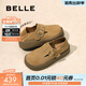 百麗（Belle）吳千語(yǔ)同款雪頂咖啡勃肯鞋羊毛閃穿女鞋D1V1DDM5預售 土黃色-可踩后跟 37