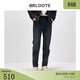 巴魯特（Brloote）直筒牛仔褲男加絨保暖秋冬黑色水洗百搭休閑褲 灰色 175/82A