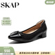 圣伽步（SKAP）高跟鞋女士一腳蹬粗跟百搭淺口單鞋 黑色 36
