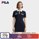 FILA 斐樂(lè )官方女子編織連衣裙秋季時(shí)尚休閑撞色修身裙子