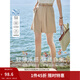 茵曼（INMAN）冰氧吧涼感輕薄短褲女2025年夏季新款高腰顯瘦a字西裝褲子 淺卡其 26