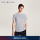 Tommy Hilfiger【條紋修身】春夏男裝休閑通勤彈力圓領(lǐng)內搭打底短袖T恤上衣 白黑條紋YCI 2XL （推薦：160-180斤）