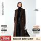朗姿純羊毛軍旅風(fēng)收腰顯瘦氣質(zhì)高級呢子大衣修身毛呢外套冬季新款 棕色2 XL