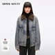 MISS SIXTY2025秋季新款牛仔外套女可拆卸毛領(lǐng)搖粒絨內膽寬松短款 復古藍 S