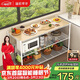 溢彩年華 廚房置物架落地家用切菜桌工作臺長(cháng)桌多功能收納架子2806-WH