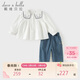 戴維貝拉（DAVE＆BELLA）兒童九分褲套裝春季女童學(xué)院風(fēng)襯衫牛仔褲兩件套