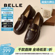 百麗（Belle）元寶樂(lè )福鞋女棕色英倫風(fēng)粗跟小皮鞋舒適通勤單鞋D2S1DCA5預售 咖啡色 39 (245mm)