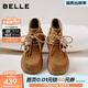 百麗（Belle）時(shí)尚串珠掛飾牛皮時(shí)裝靴女冬季新款商場(chǎng)同款厚底短靴E8W1DDD5 棕色 37