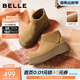 百麗（Belle）復古絨面勃肯鞋女冬季新款商場(chǎng)同款厚底加絨休閑短靴E6F1DDD5 棕色-厚絨 38 (240mm)