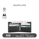 INJOYLIFE男士錢(qián)包短款簡(jiǎn)約皮夾頭層牛皮商務(wù)青年錢(qián)夾二折真皮橫 黑色