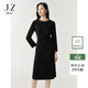 玖姿（JUZUI）優(yōu)雅珠鏈圓領(lǐng)收腰燙鉆連衣裙女2026春季新款JTGC50003 黑色 S