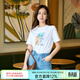愛(ài)特愛(ài)（EITIE）顯瘦簡(jiǎn)約印花上衣百搭白色圓領(lǐng)T恤夏季新款大牌女裝B2402304 極光白10 M 160