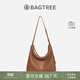 BAGTREE【明星同款】包包樹(shù)圖南頭層植鞣牛皮hobo女包單肩腋下通勤斜挎包 烤棕色-中號 高級小眾
