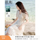 香影v領(lǐng)連衣裙女2026夏季新款米白超好看氣質(zhì)高腰初戀泡泡袖裙子 米色 L