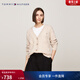 Tommy Hilfiger秋冬女裝絞花休閑慵懶風(fēng)寬松V領(lǐng)羊毛衫麻花針織衫開(kāi)衫外套 米白色0F8 S