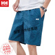 海麗漢森夏季薄款寬松純棉居家沙灘褲外穿休閑短褲男五分褲 藏青 3XL (155-170斤)