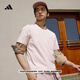 adidas情侶休閑純棉上衣圓領(lǐng)短袖T恤男女夏季阿迪達斯官方輕運動(dòng) 粉色   S